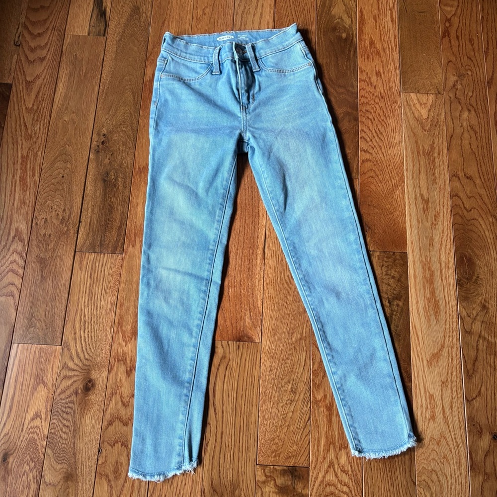 Old Navy Girls Ballerina Jeggings Light Wash Skinny Jeans Raw Hem